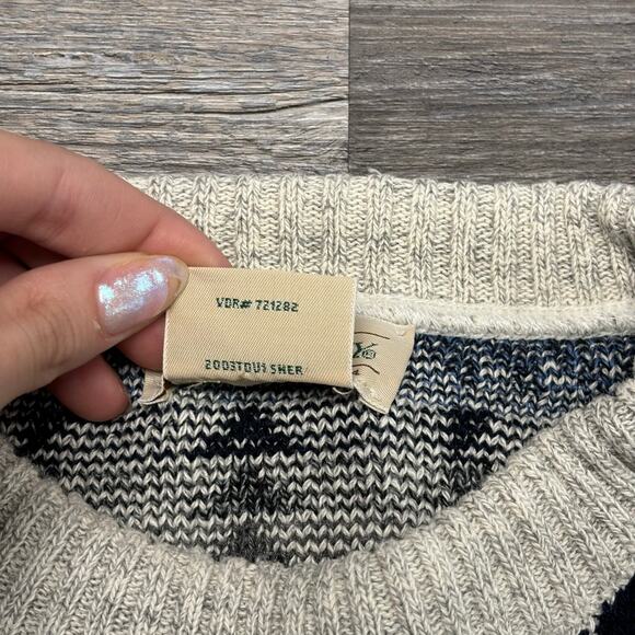 Vintage 90s St John's Bay Gray Blue Mens XL Geometric Chunky‎ Patterned Sweater - Picture 7 of 8